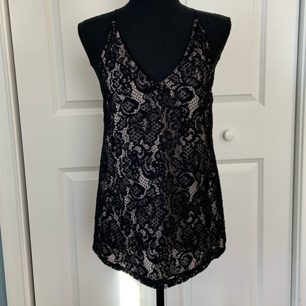 LOFT nude lace racer back tank Small NEW dressy cami new years Christmas